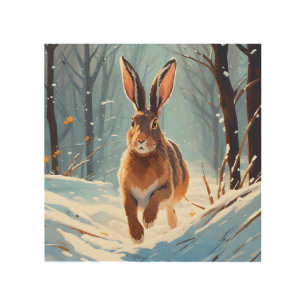 Snow-Kissed Revelry: The Hare Run Wood Wall Art