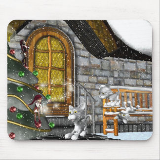 Snow kittens Holiday play Mousepad