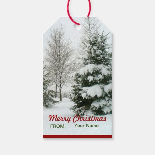 Snow_Laden Trees Christmas Template Gift Tags