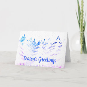 Snow Laden Trees Purple Blue Aqua White Christmas Holiday Card