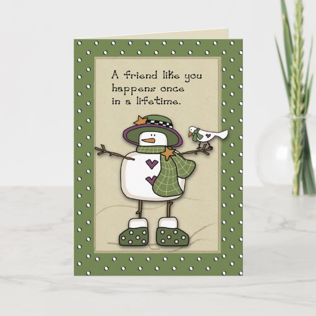 Snow Lady Best Friends Holiday Card (Front)