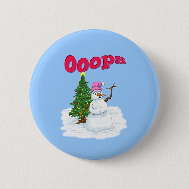Snow lady with christmas tree OOps Button (Front)
