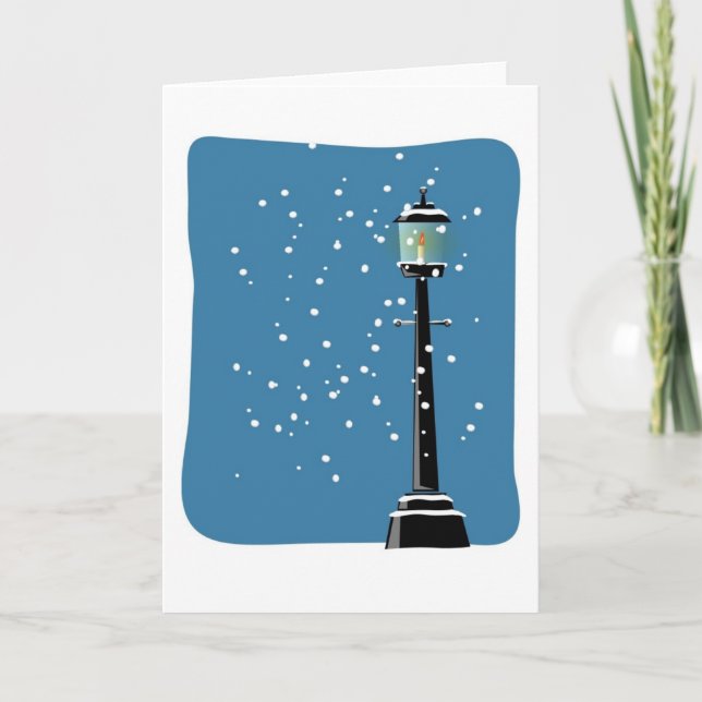 Snow Lamplight Christmas Holiday Xmas Blank Inside Card (Front)