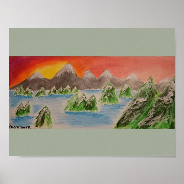 Snow landscape acrylic painting poster (Front)