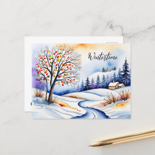Snow Landscape - House at the edge of the forest Postcard