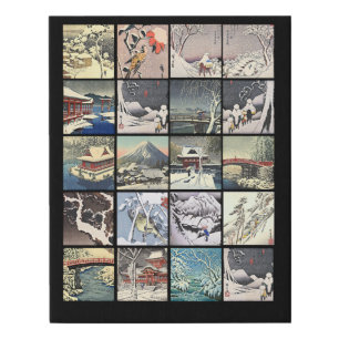 snow landscape trees japanes art paintings faux canvas print