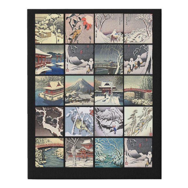 snow landscape trees japanes art paintings faux canvas print (Front)