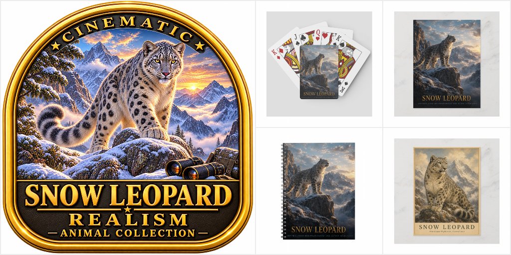 Snow Leopard Alpine Highlands ANIMALS wildlife postcard