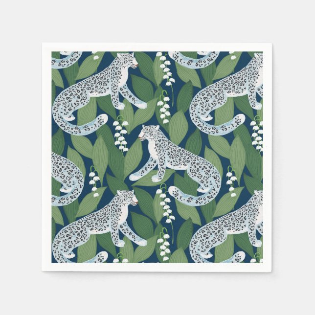 Snow Leopard and Lily of the Valley Napkins (Front)
