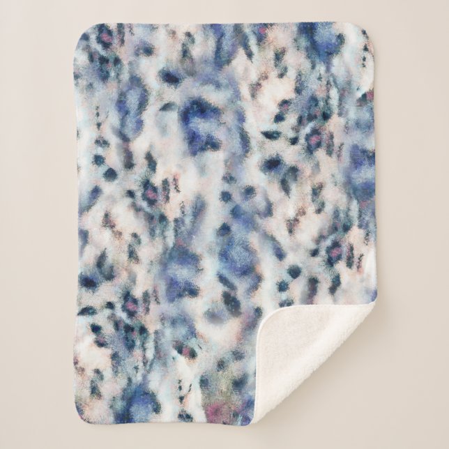 Snow Leopard Animal Print Skin Pattern Sherpa Blanket (Front)