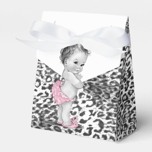 Snow Leopard Baby Shower Favor Boxes (Front Side)