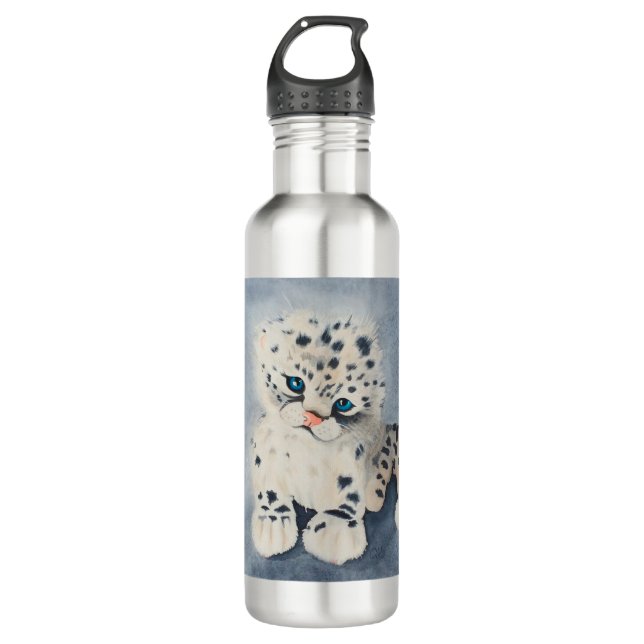 Snow Leopard Baby Tumbler Stainless Steel Water Bottle (Front)