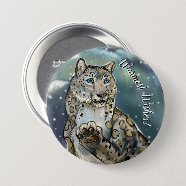 Snow Leopard Badge/Button Button (Front & Back)