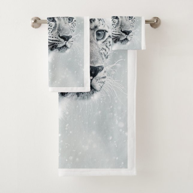 Snow Leopard Bathroom Towel Set (Insitu)