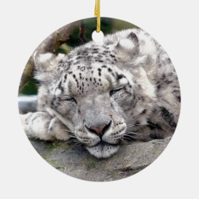 Snow Leopard - beautiful! Ceramic Ornament (Back)
