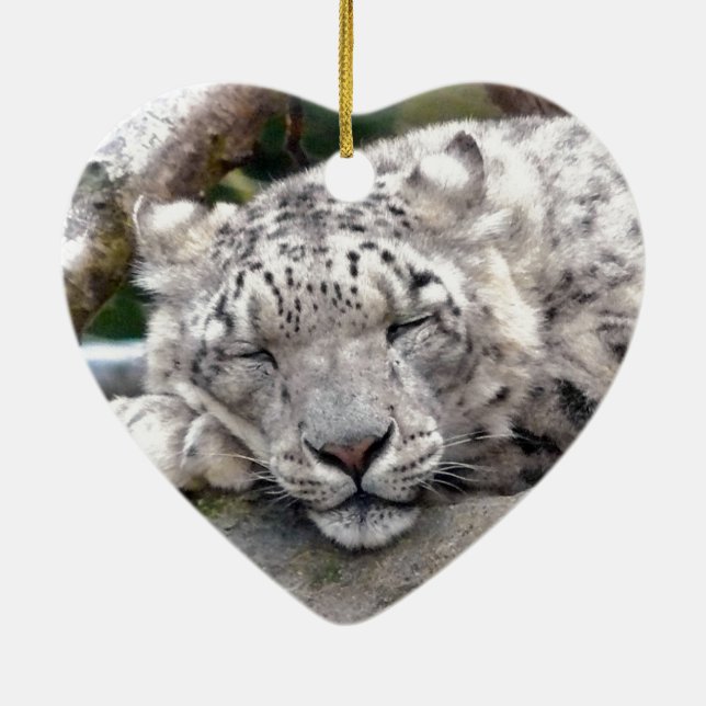 Snow Leopard - beautiful! Ceramic Ornament (Back)