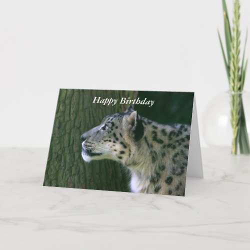 Snow leopard beautiful photo happy birthday card