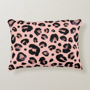 Snow Leopard black gray beige seamless background. Accent Pillow