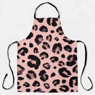 Snow Leopard black gray beige seamless background. Apron