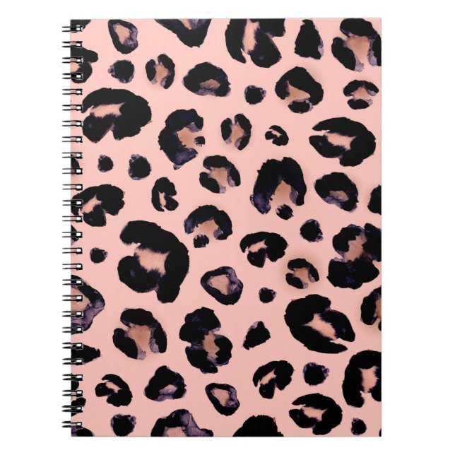 Snow Leopard black gray beige seamless background. Notebook (Front)