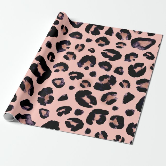 Snow Leopard black gray beige seamless background. Wrapping Paper (Unrolled)