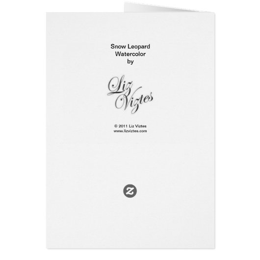 Snow Leopard Blank Card (Back)