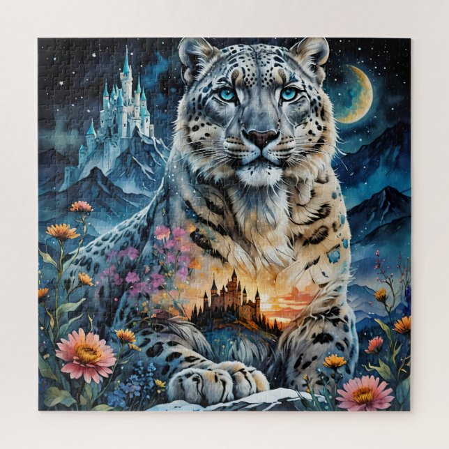 Snow Leopard Castle Moon Jigsaw Puzzle (Vertical)