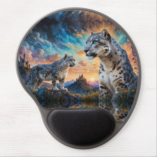 Snow Leopard Castle Sunrise reflection Gel Mouse Pad