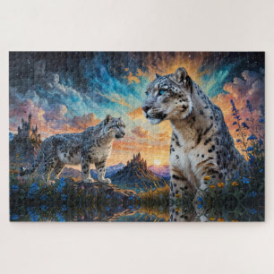 Snow Leopard Castle Sunrise reflection Jigsaw Puzzle