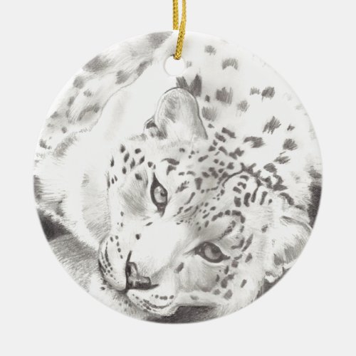 Snow Leopard Ceramic Ornament