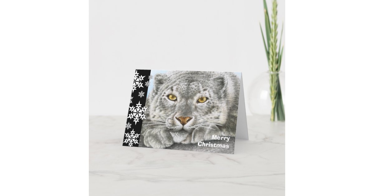 Snow Leopard Christmas Card | Zazzle.com