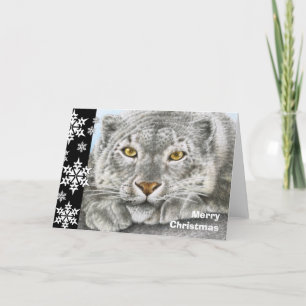 Snow Leopard Christmas Card