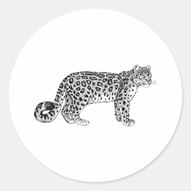 Snow Leopard Classic Round Sticker (Front)