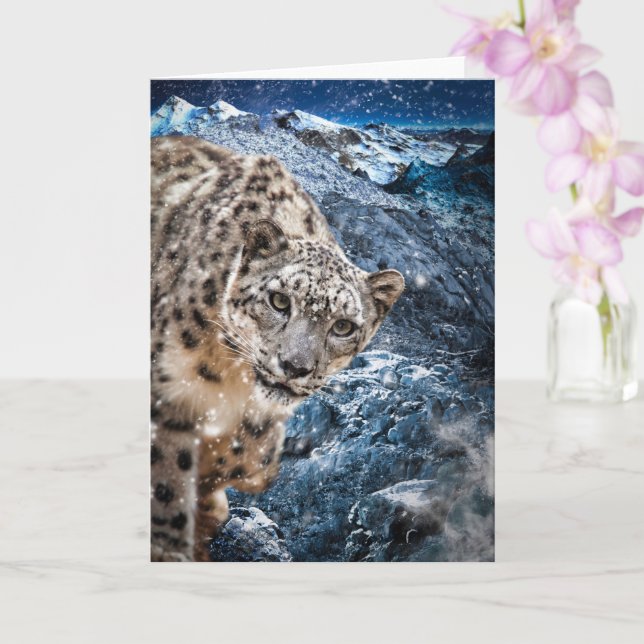 SNOW LEOPARD CLOUD WALKER CARD (Orchid)