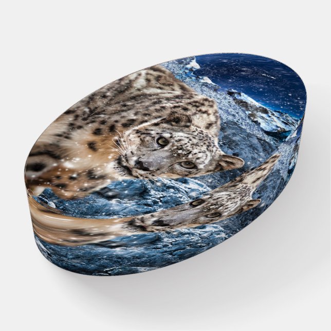 SNOW LEOPARD CLOUD WALKER PAPERWEIGHT (Angled)