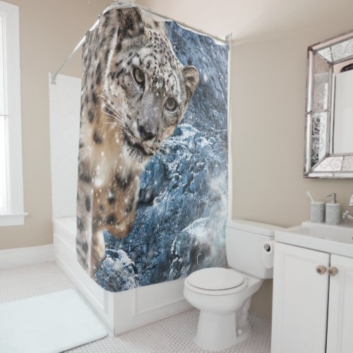  SNOW LEOPARD CLOUD WALKER SHOWER CURTAIN