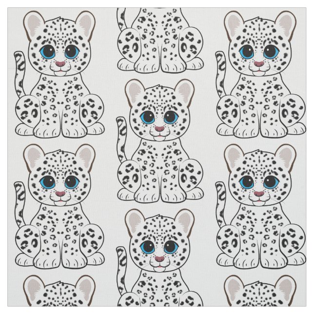 Snow Leopard Cub Fabric (Swatch)