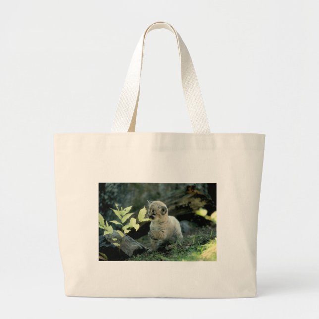 Snow Leopard Cub Large Tote Bag (Front)