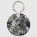 Snow Leopard Cub Sitting Keychain at Zazzle