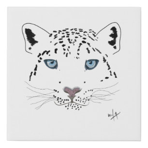 Snow Leopard Drawing "Fierce is Beautiful” Faux Canvas Print