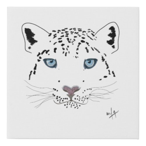 Snow Leopard Drawing Fierce is Beautiful Faux Canvas Print