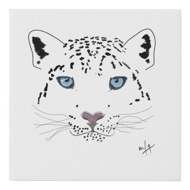 Snow Leopard Drawing "Fierce is Beautiful” Faux Canvas Print (Front)