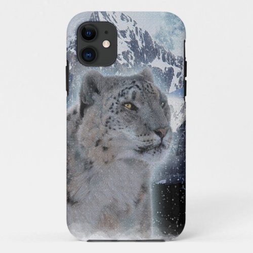 SNOW LEOPARD Endangered Species of Big Cat iPhone 11 Case