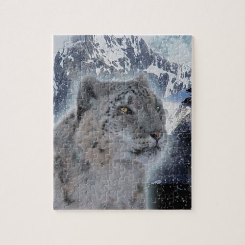 SNOW LEOPARD Endangered Species of Big Cat Jigsaw Puzzle