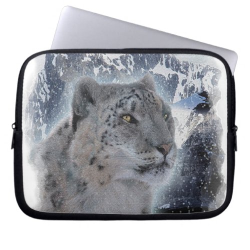 SNOW LEOPARD Endangered Species of Big Cat Laptop Sleeve