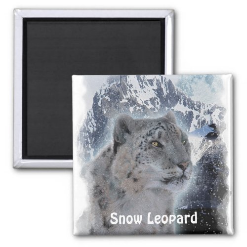 SNOW LEOPARD Endangered Species of Big Cat Magnet