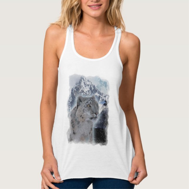 SNOW LEOPARD Endangered Species of Big Cat Tank Top (Front)