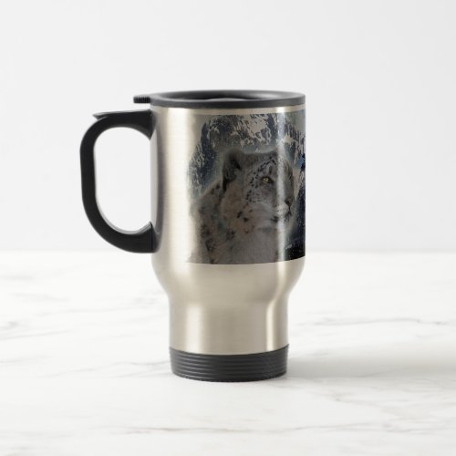 SNOW LEOPARD Endangered Species of Big Cat Travel Mug