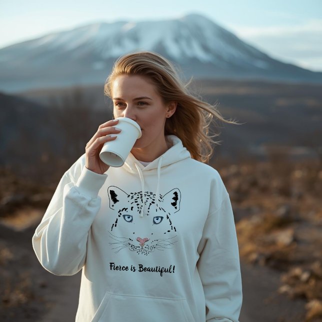 Snow Leopard "Fierce is Beautiful" Hoodie (Creator Uploaded)