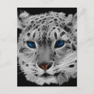 Snow Leopard Fractal Postcard